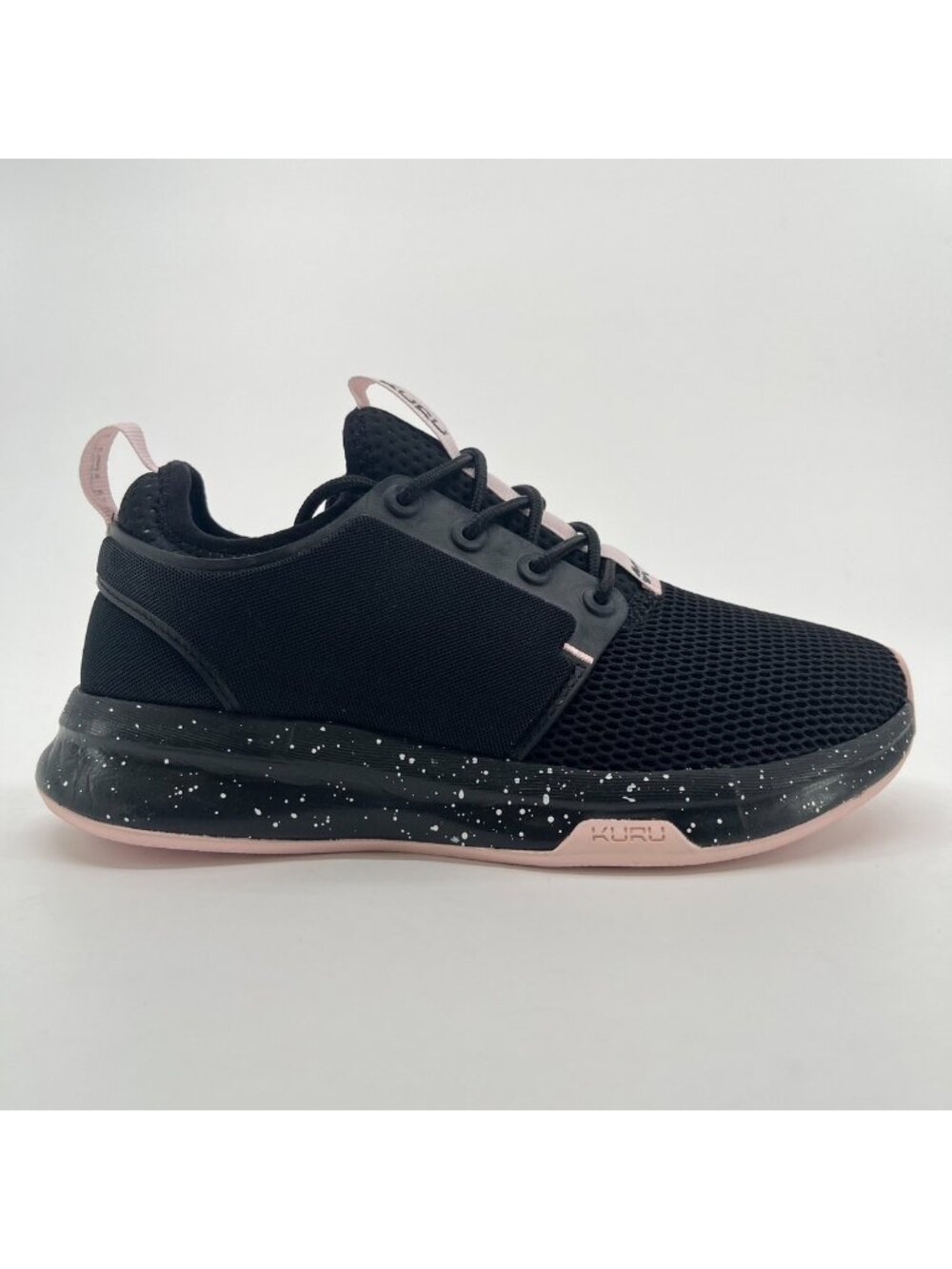 Kuru Atom Womens Size 5 Jet Black Pink Athletic Running Walking Shoes Sneakers